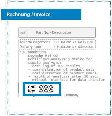 example image - how to find serial number and key on invoice